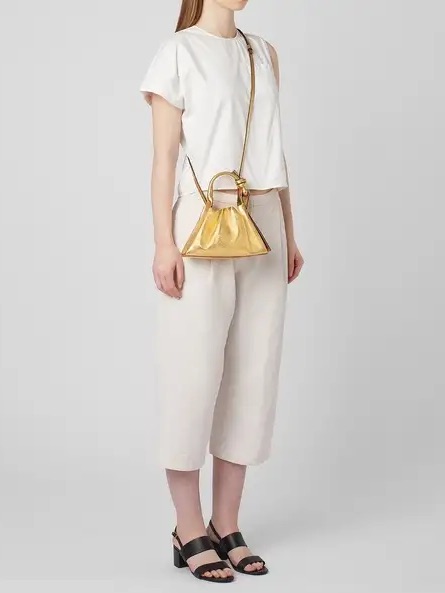 Behno New York Tina Baguette Mini Crinkle Ruched Bag Gold — image 5 of 8